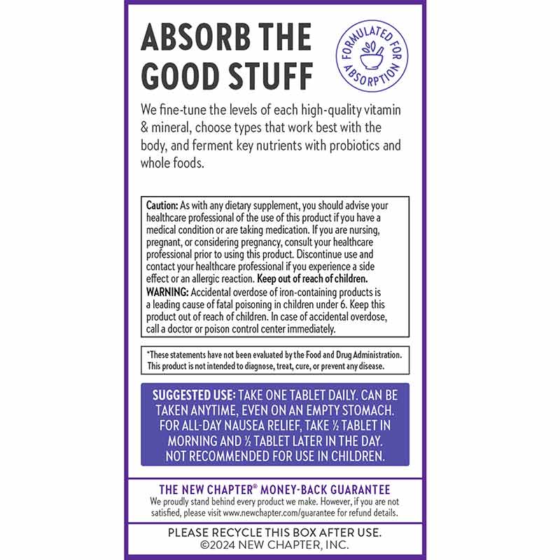 One Daily Prenatal Multivitamin 35+, 30 Veg Tablets, by New Chapter, image #3