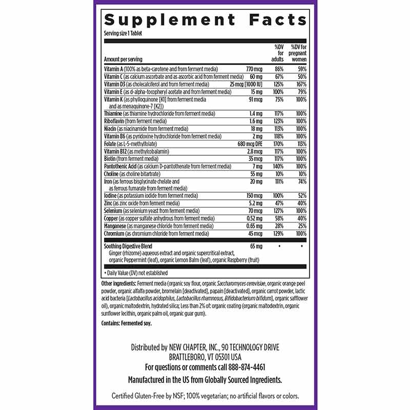 One Daily Prenatal Multivitamin, 60 Veg Tablets, by New Chapter, image #2