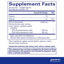 Supplement Facts label for O.N.E. Omega softgel capsules showing nutritional information and ingredients.