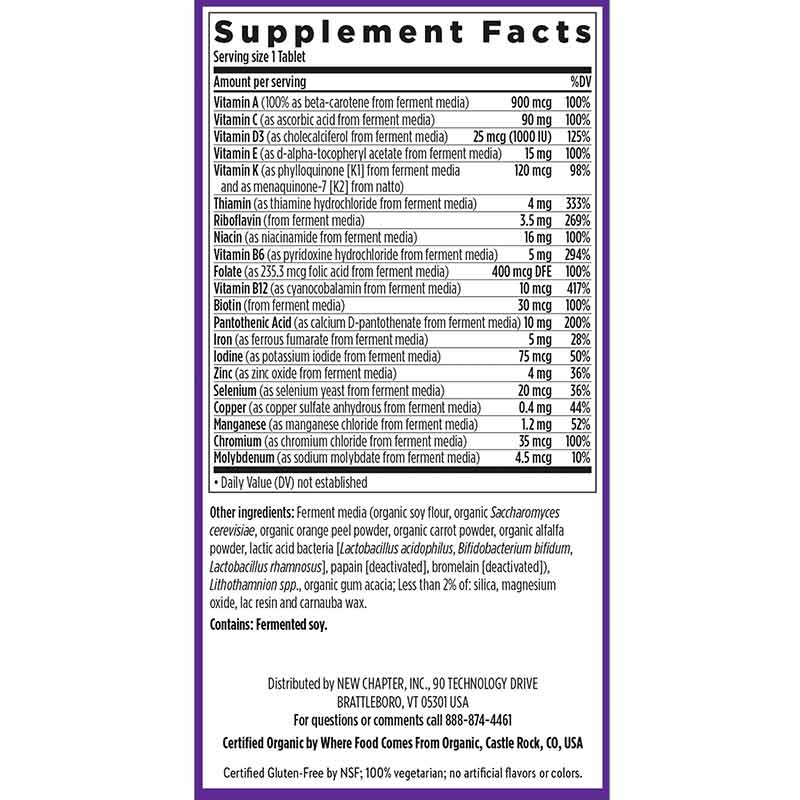 Only One Whole-Food Multivitamin, 72 Tablets, by New Chapter, image #2