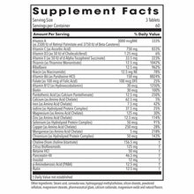 Supplement Facts label for Optivite showing vitamins, minerals, and nutrients per serving of 3 tablets.