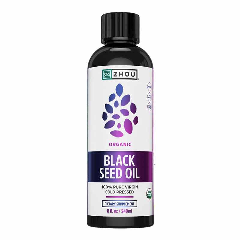 Organic Black Seed Oil, 8 Oz, by Zhou Nutrition