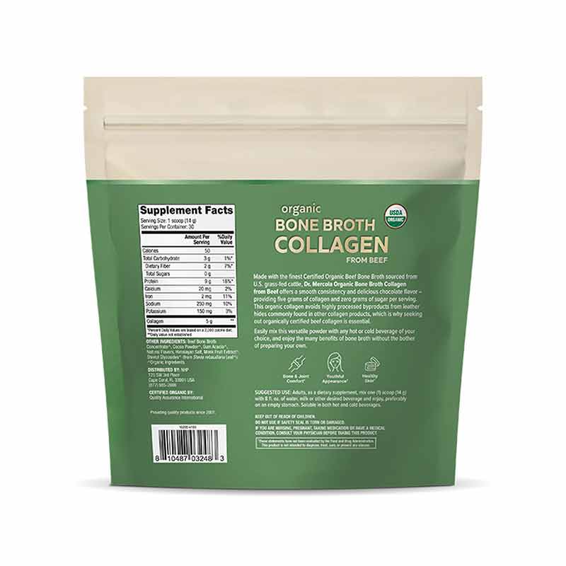 Organic Bone Broth Collagen Powder, Chocolate, 30 Servings, by Dr. Mercola, image #2