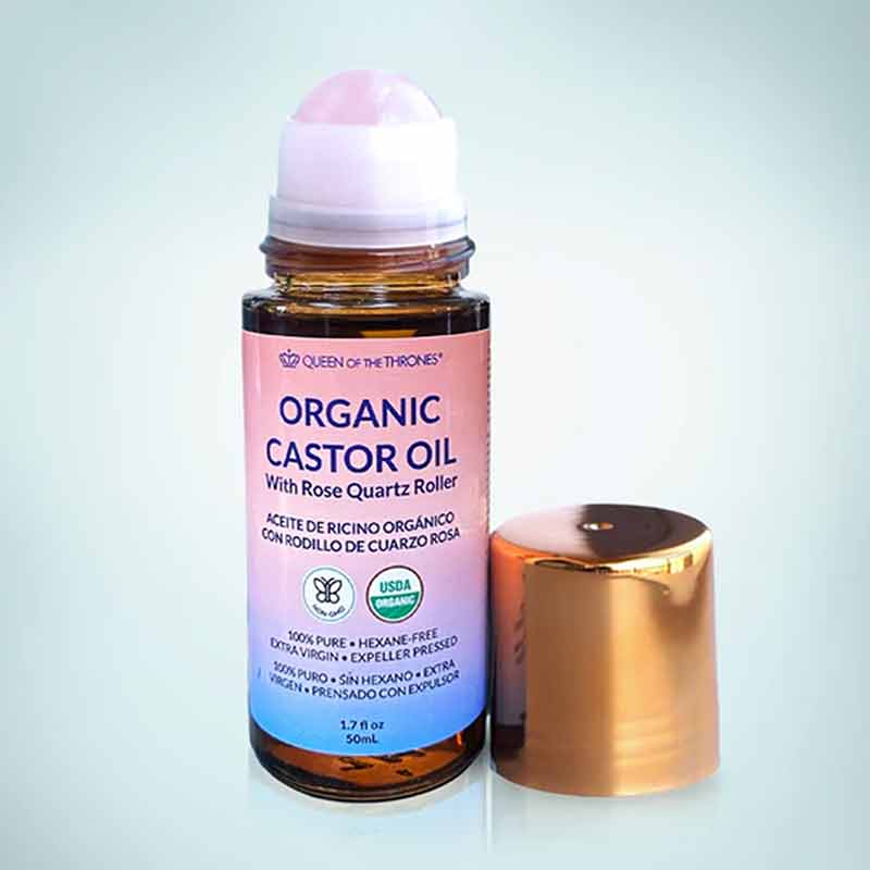 Organic Castor Oil with Rose Quartz Roller, by Queen of the Thrones, image #2