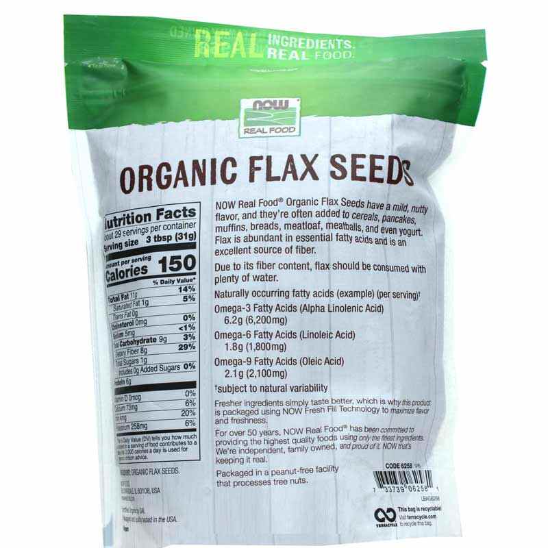 Organic Flax Seeds, by NOW Foods, image #2