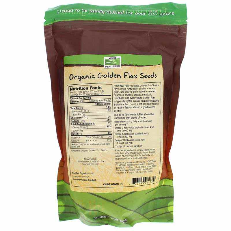 Organic Golden Flax Seeds, 16 Oz, by NOW Foods, image #2