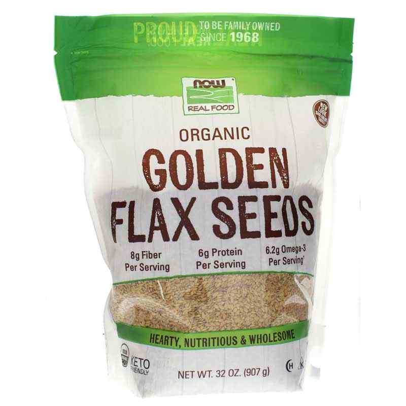 Organic Golden Flax Seeds, 32 Oz, by NOW Foods