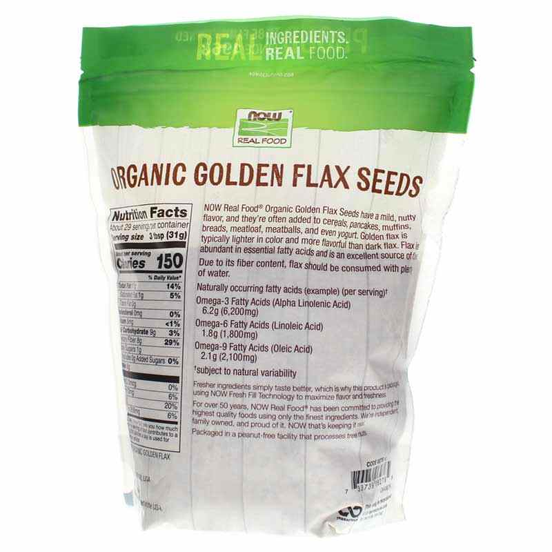 Organic Golden Flax Seeds, 32 Oz, by NOW Foods, image #2