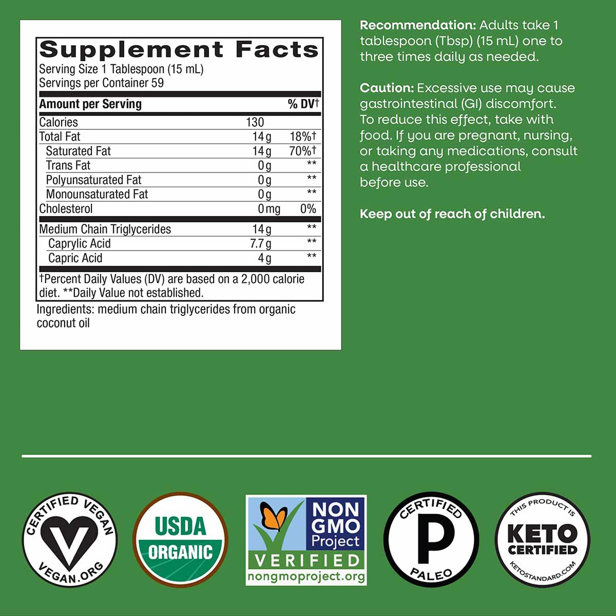 Organic MCT Oil from Coconut, by Natures Way