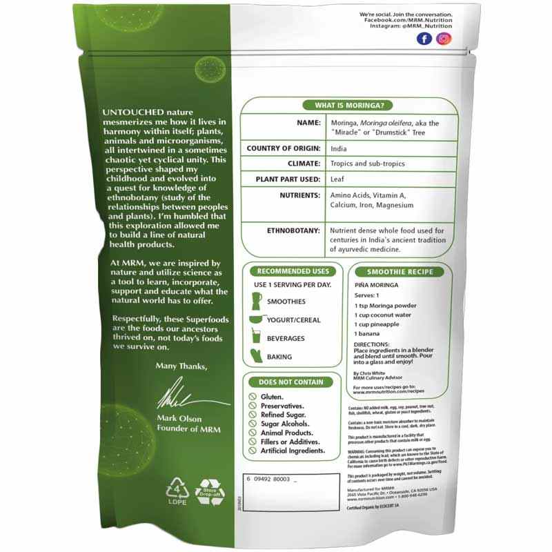Organic Moringa Powder, by MRM, image #2