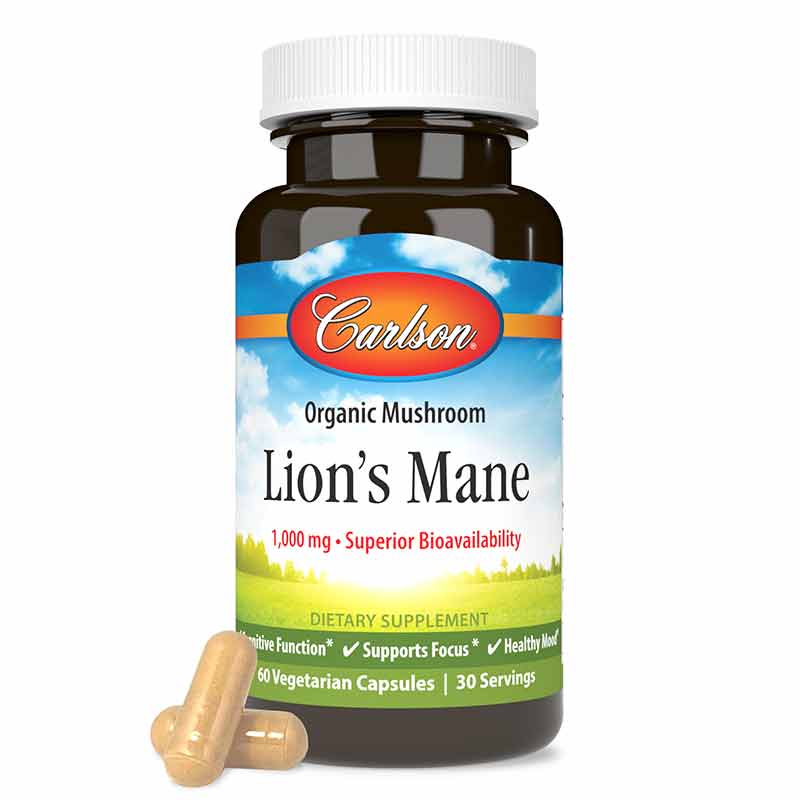 Organic Mushroom Lion's Mane, 60 Capsules, by Carlson Labs