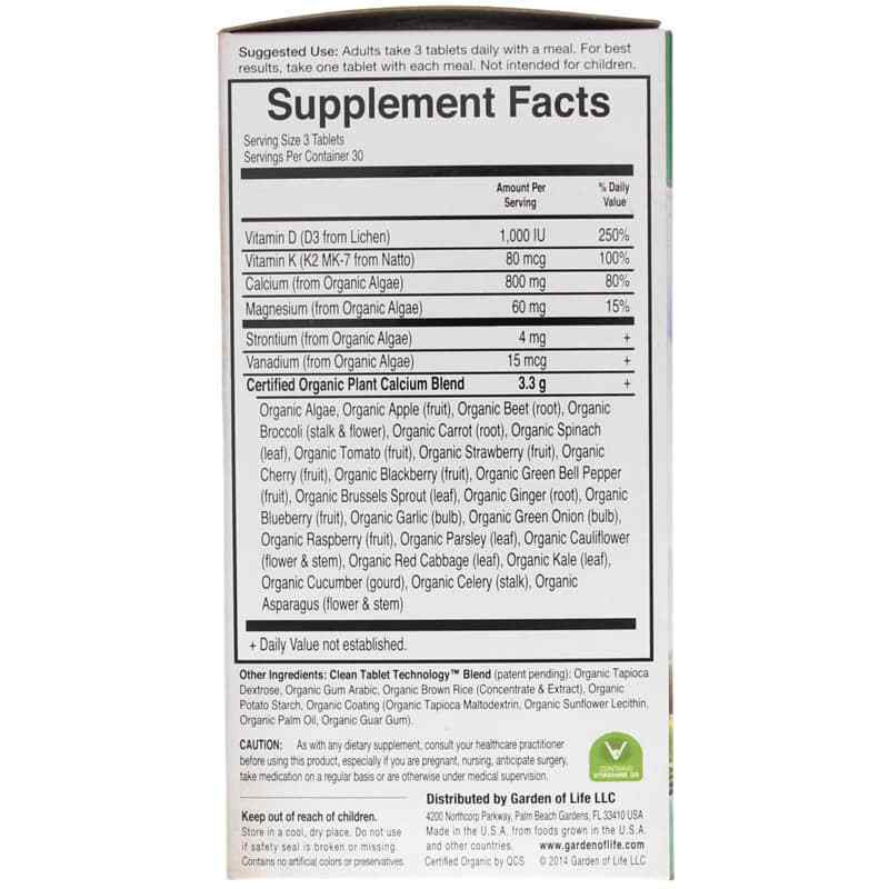 Organic Plant Calcium with Vegan D3, 90 Veg Tablets, by Garden of Life mykind Organics, image #2