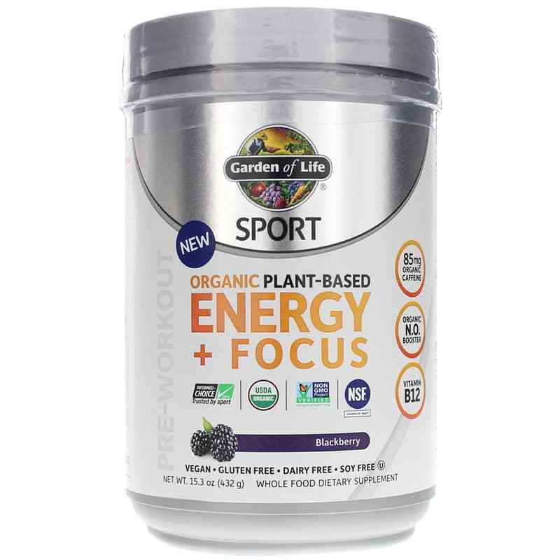 Organic Plant-Based Energy + Focus, Blackberry, 15.3 Oz, by Garden of Life Sport