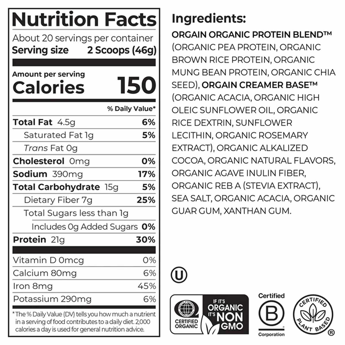 Organic Protein Plant Based Protein Powder, by Orgain