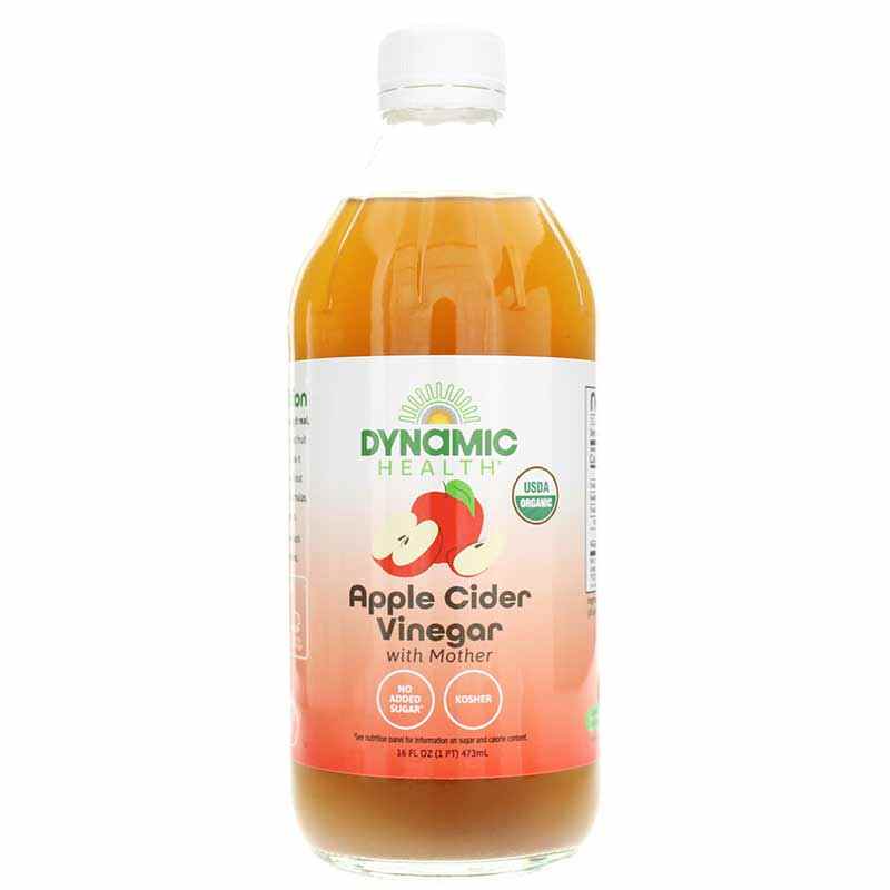 Organic Raw Apple Cider Vinegar with Mother, 16 Oz, by Dynamic Health