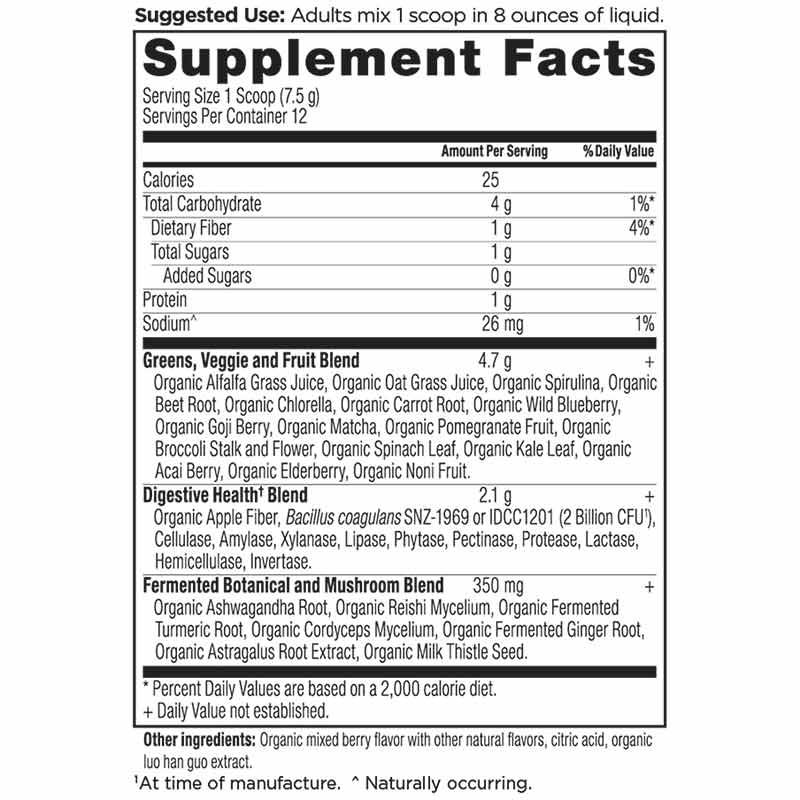 Organic Super Greens, Berry, 12 Servings, by Ancient Nutrition, image #4
