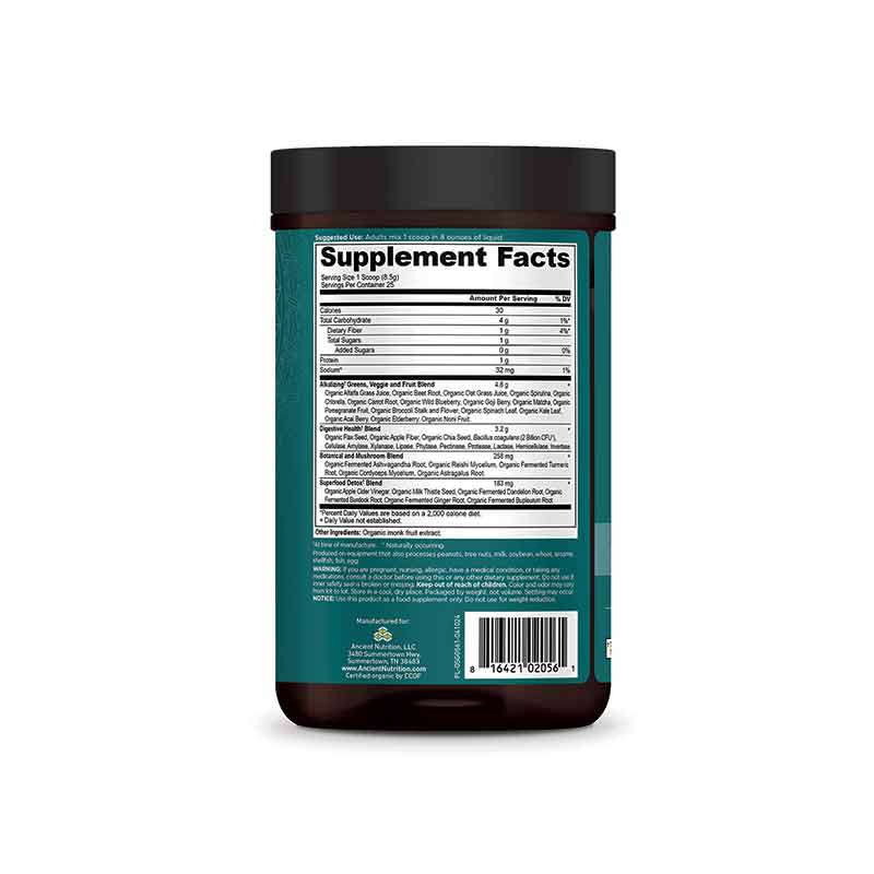 Organic Super Greens Alkalize & Detox Powder, 25 Servings, by Ancient Nutrition, image #3