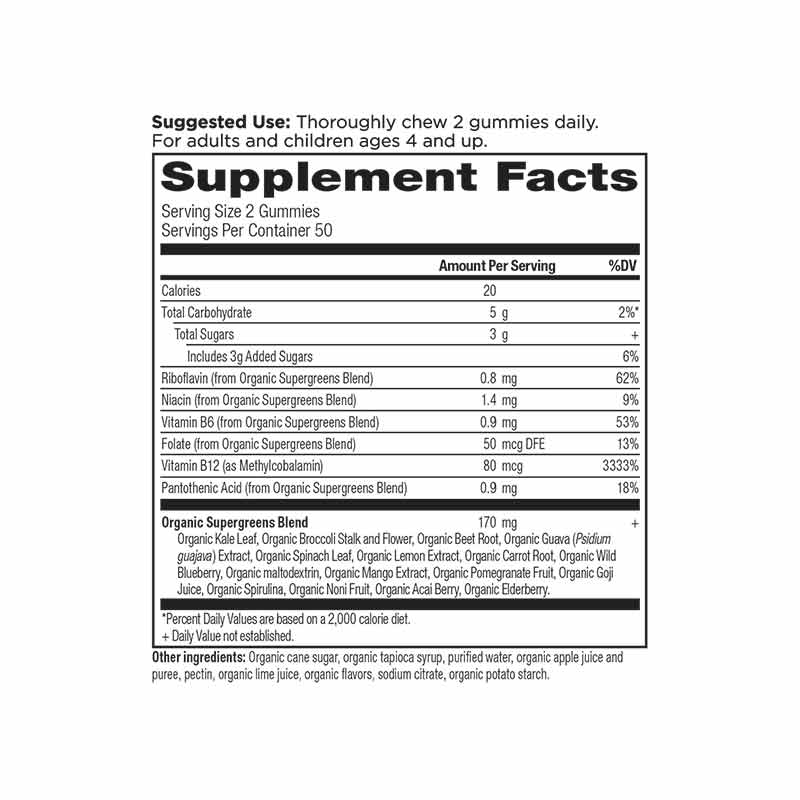 Organic Super Greens Gummy, Strawberry Watermelon, 100 Gummies, by Ancient Nutrition, image #2