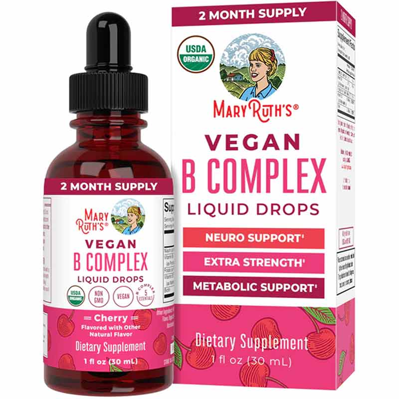 Organic Vegan B-Complex Drops, 1 Oz, by MaryRuth's Organics