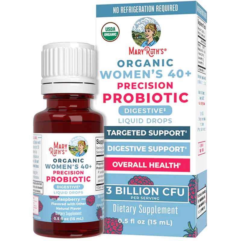Organic Women's 40+ Precision Probiotic Digestive Drops, Raspberry, .5 Oz, by MaryRuth's Organics