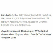 Text listing ingredients and hormone content information for OstaDerm Creme topical product.