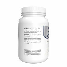 White plastic bottle with white ridged cap containing Ostinol Advanced 300 capsules, featuring product information and warnin