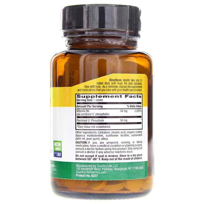 P-5-P Pyridoxal-5-Phosphate 50 Mg, 100 Tablets, by Country Life, image #2