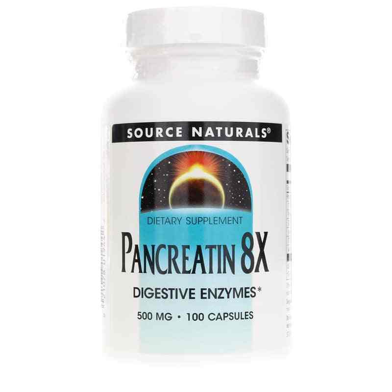 Pancreatin 8X 500 Mg, 100 Capsules, by Source Naturals