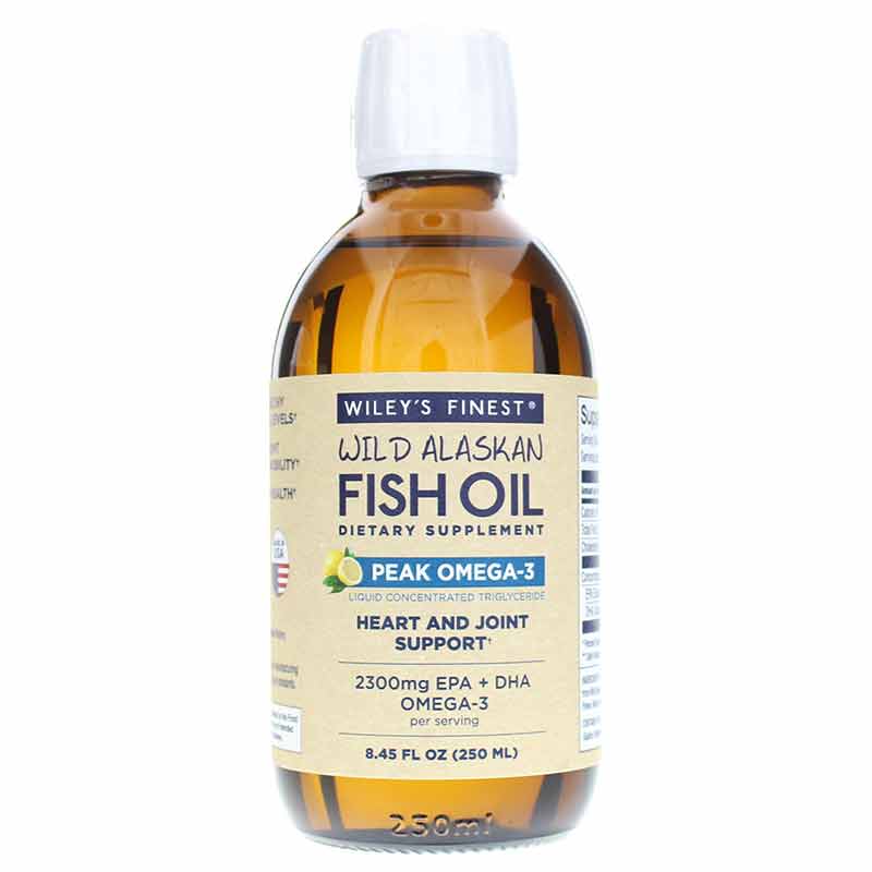 Wiley's Finest Fish Oil Peak Omega-3 Liquid, 2150 mg, Lemon - 8.45 fl oz bottle Wiley's Finest Fish Oil Peak Omega-3 Liquid, 2150 mg, Lemon - 8.45 fl oz bottle
