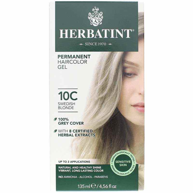Permanent Hair Color Gel, 10C Swedish Blonde, by Herbatint