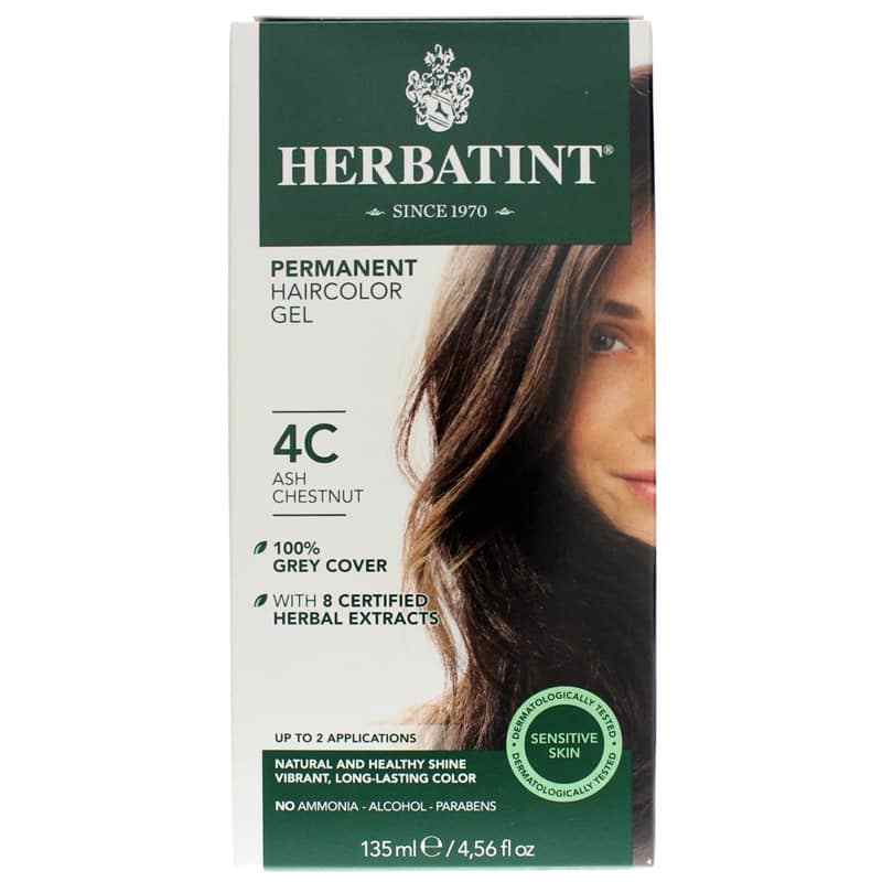 Permanent Hair Color Gel, 4C Ash Chestnut, by Herbatint