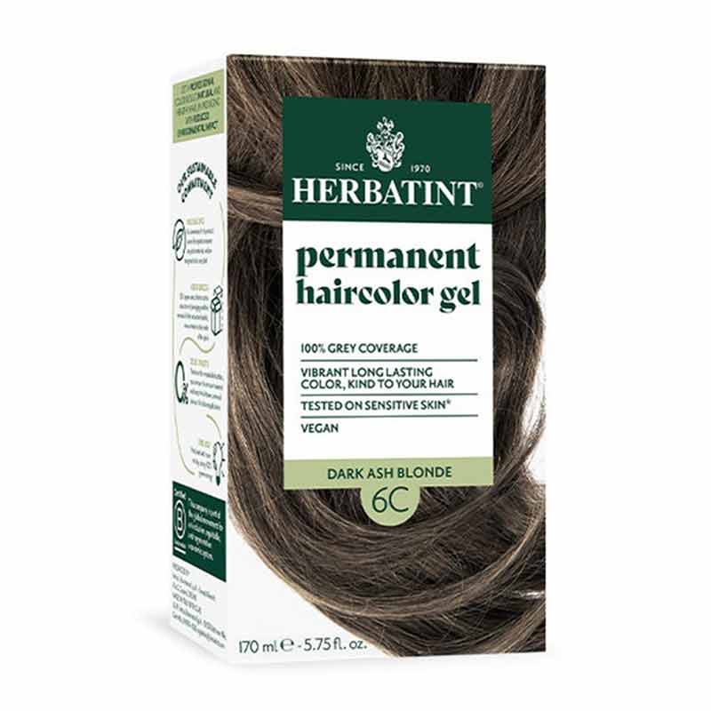 Permanent Hair Color Gel, 6C Dark Ash Blonde, by Herbatint
