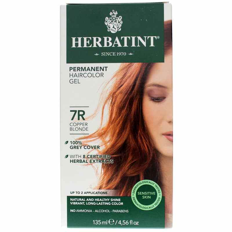 Permanent Hair Color Gel, 7R Copper Blonde, by Herbatint