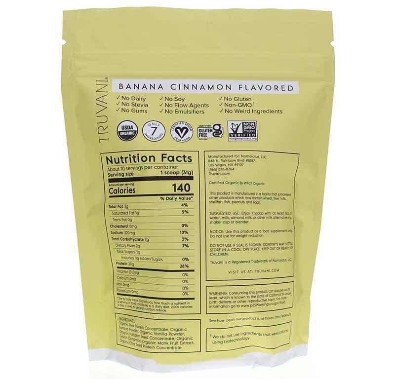 Plant Based Protein, Banana Cinnamon, 10 Servings, by Truvani, image #2