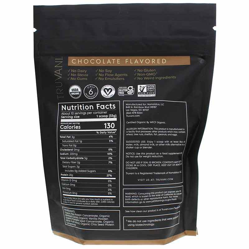 Plant Based Protein, Chocolate, 10 Servings, by Truvani, image #2