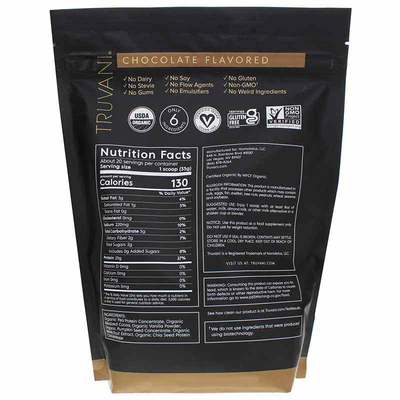 Plant Based Protein, Chocolate, 20 Servings, by Truvani, image #2