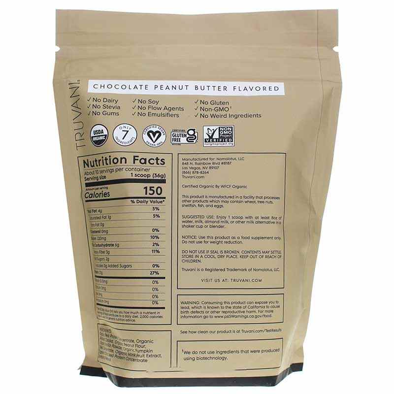 Plant Based Protein, Peanut Butter Chocolate, 10 Servings, by Truvani, image #2