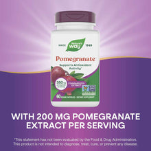 Nature's Way Pomegranate 350 mg supplement bottle with purple cap containing 60 vegan capsules.