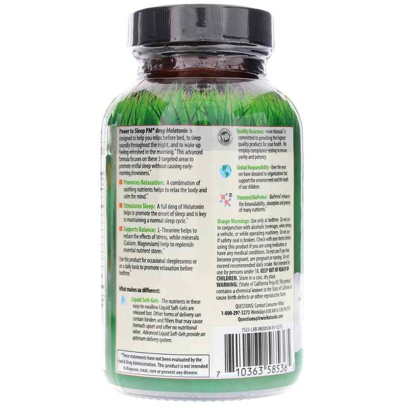 Power to Sleep PM with 6 Mg Melatonin, by Irwin Naturals, image #3