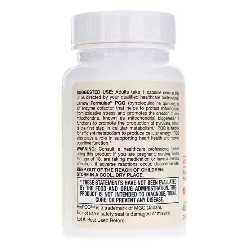 PQQ Pyrroloquinoline quinone 20 Mg, 60 Capsules, by Jarrow Formulas, image #3