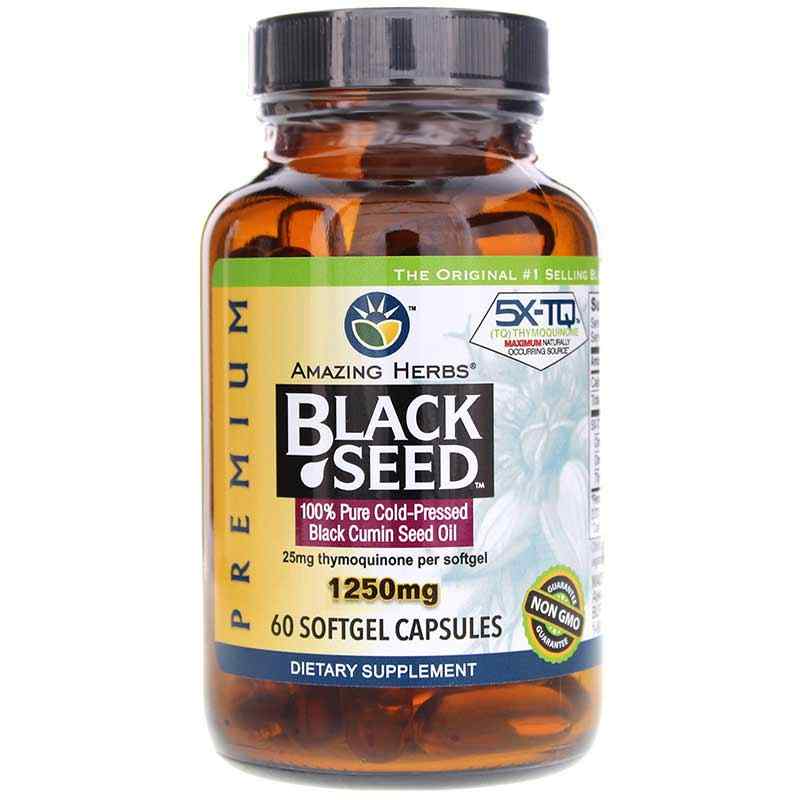 Premium Black Seed Oil 1250 Mg, 60 Softgels, by Amazing Herbs