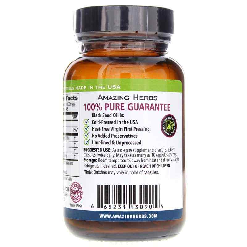 Premium Black Seed Oil Softgels 500 Mg, by Amazing Herbs, image #3