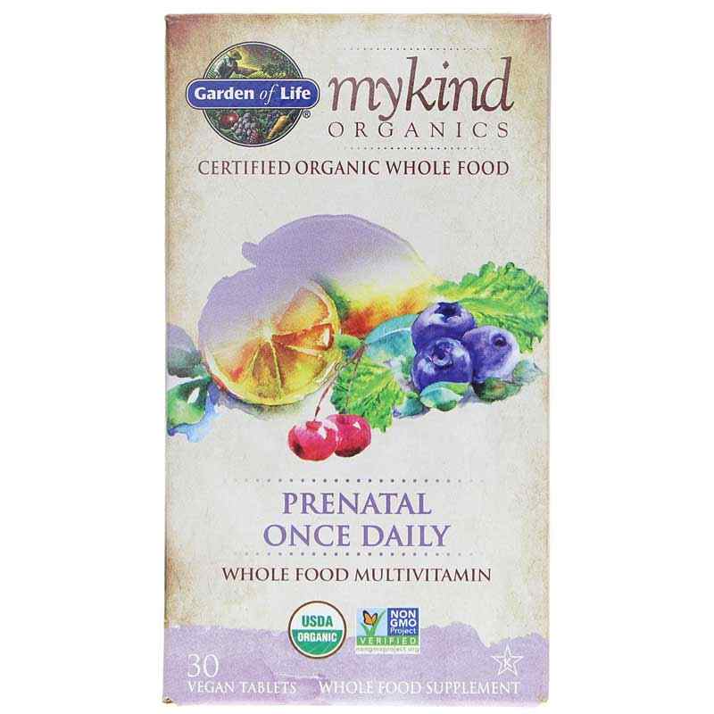 Prenatal Once Daily Whole Food Multivitamin, 30 Veg Tablets, by Garden of Life mykind Organics