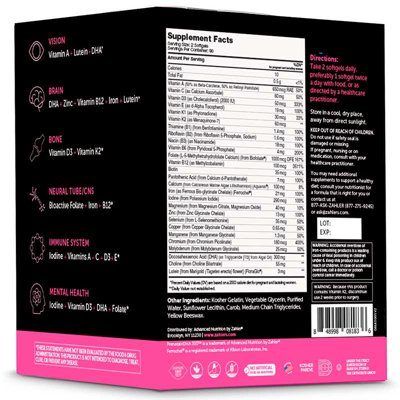 Prenatal + DHA 300, 180 Softgels, by Zahler, image #2
