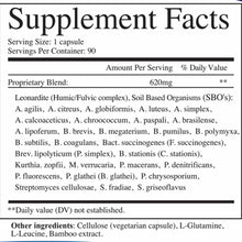Supplement Facts label showing probiotic and prebiotic ingredients, 1 capsule serving size, 90 servings per container.