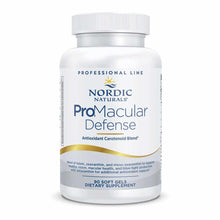 White supplement bottle labeled ProMacular Defense by Nordic Naturals Professional Line containing 90 soft gels.