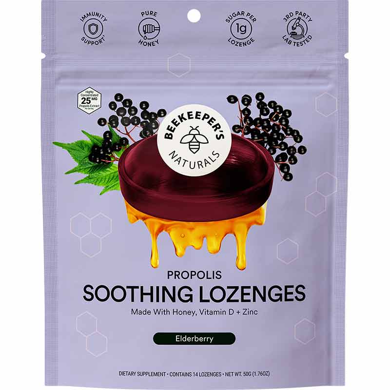 Propolis Soothing Lozenges, Elderberry, by Beekeeper's Naturals