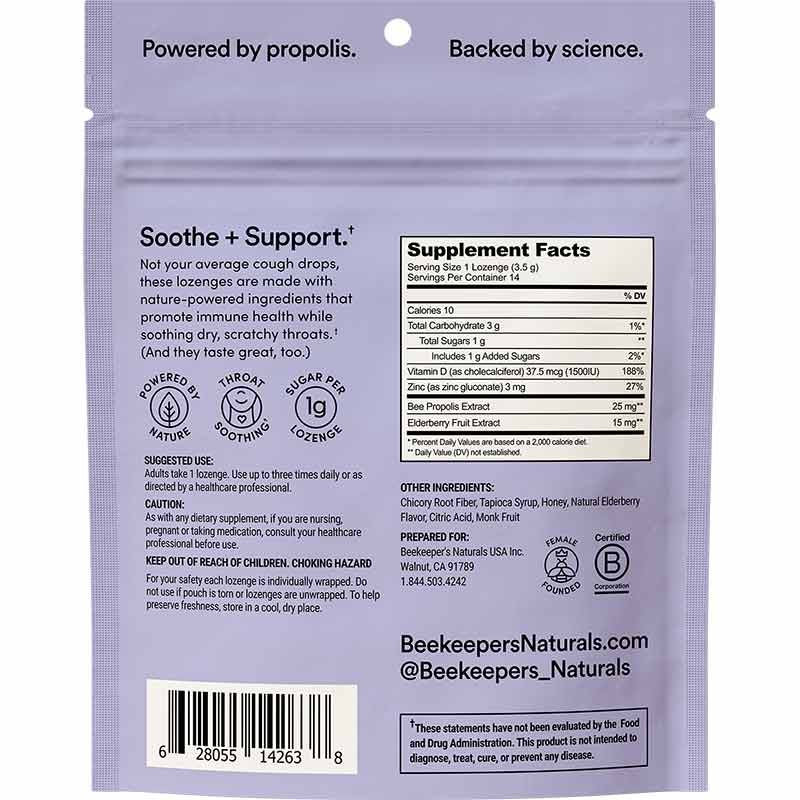 Propolis Soothing Lozenges, Elderberry, by Beekeeper's Naturals, image #2