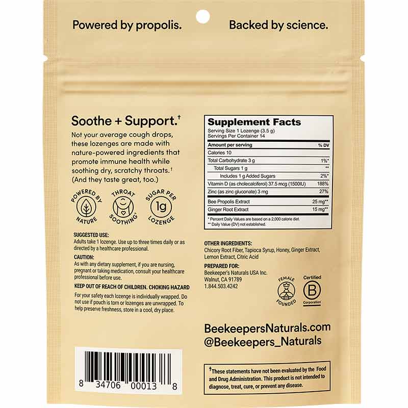 Propolis Soothing Lozenges, Ginger Lemon, by Beekeeper's Naturals, image #2