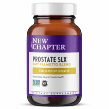 Brown glass bottle with white and purple label for New Chapter Prostate 5LX dietary supplement.